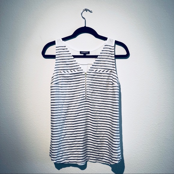 Navy Blue & Gold Woven Light Work Tank w/ Zipper - Picture 3 of 4